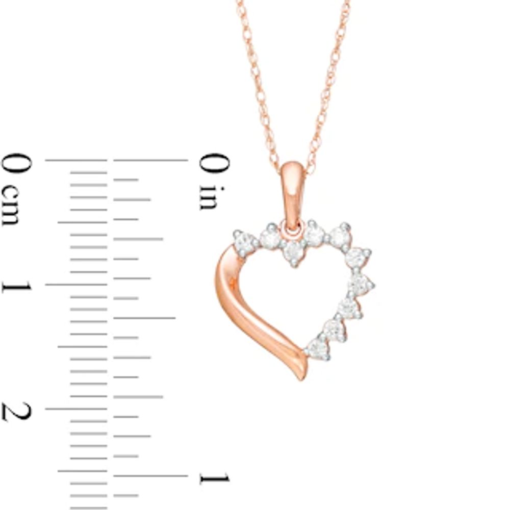 0.145 CT. T.W. Diamond Swirl Heart Pendant in 14K Rose Gold|Peoples Jewellers