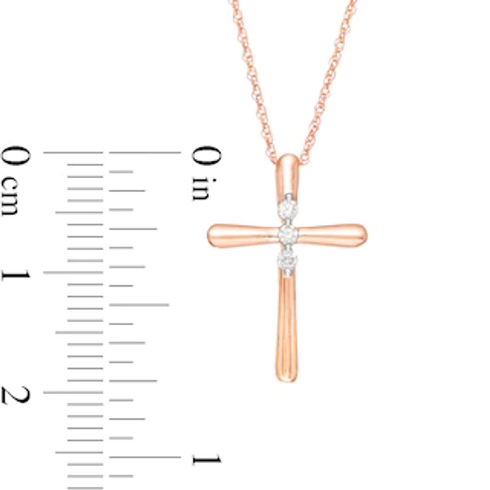 0.04 CT. T.W. Diamond Cross Pendant in 14K Rose Gold|Peoples Jewellers