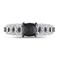 1.15 CT. T.W. Enhanced Black and White Diamond Engagement Ring in 10K White Gold|Peoples Jewellers