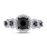 1.95 CT. T.W. Enhanced Black and White Diamond Frame Five Stone Engagement Ring in 10K White Gold|Peoples Jewellers