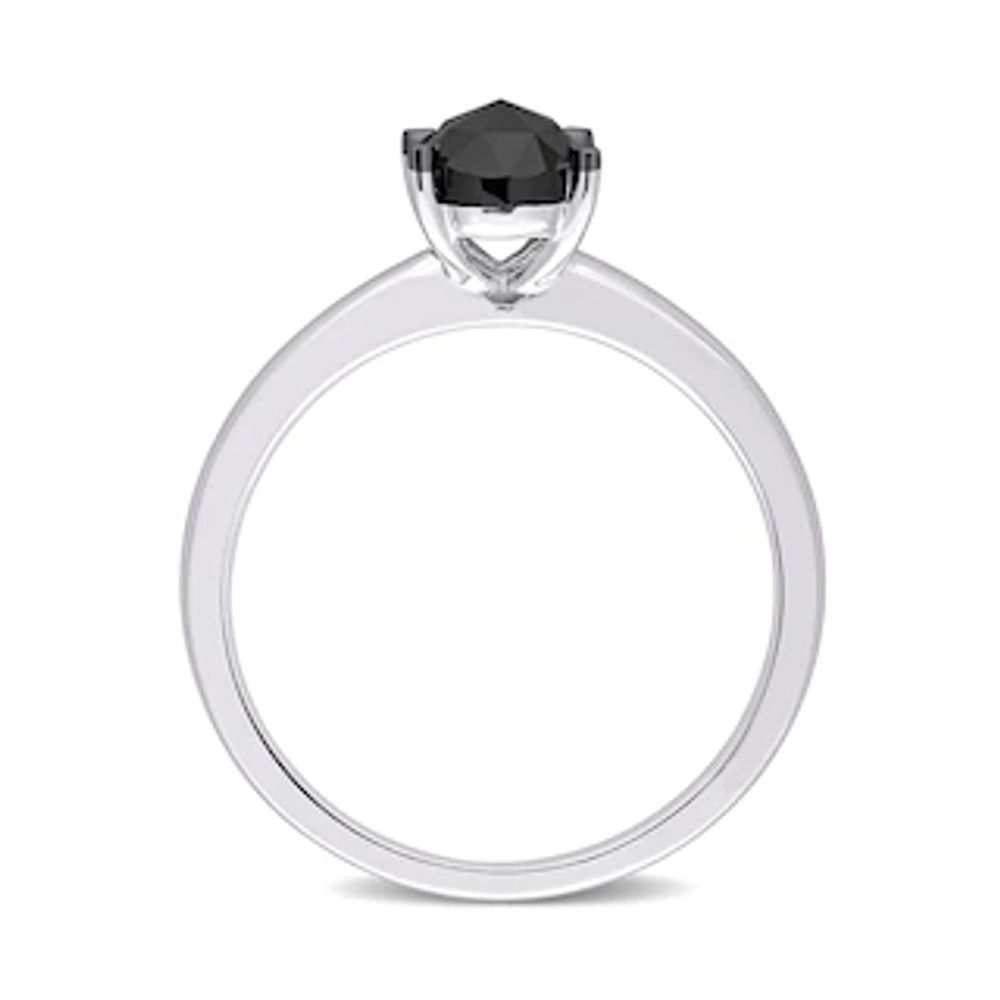 0.95 CT. Oval Black Diamond Solitaire Ring in 10K White Gold|Peoples Jewellers