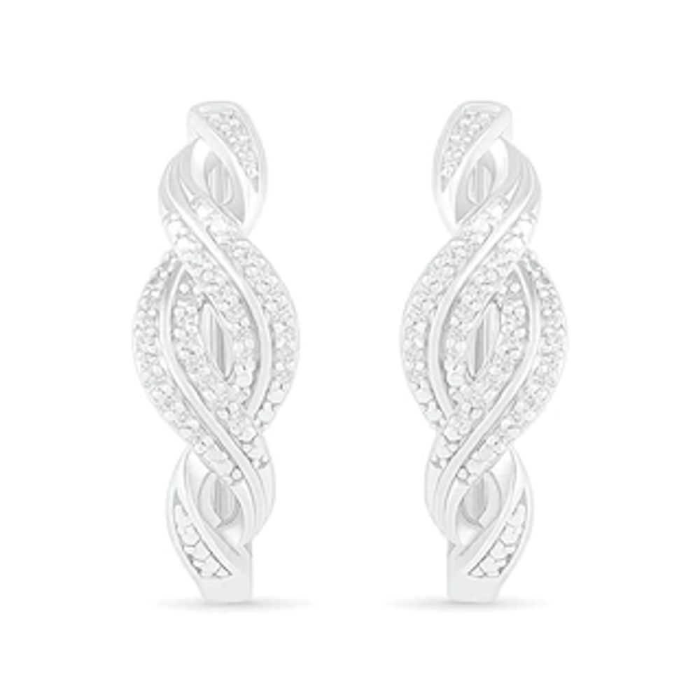 0.18 CT. T.W. Diamond Twist Hoop Earrings in Sterling Silver|Peoples Jewellers