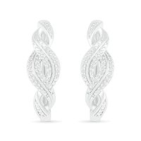 0.18 CT. T.W. Diamond Twist Hoop Earrings in Sterling Silver|Peoples Jewellers