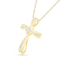 0.12 CT. T.W. Diamond Loop Cross Pendant in 10K Gold|Peoples Jewellers