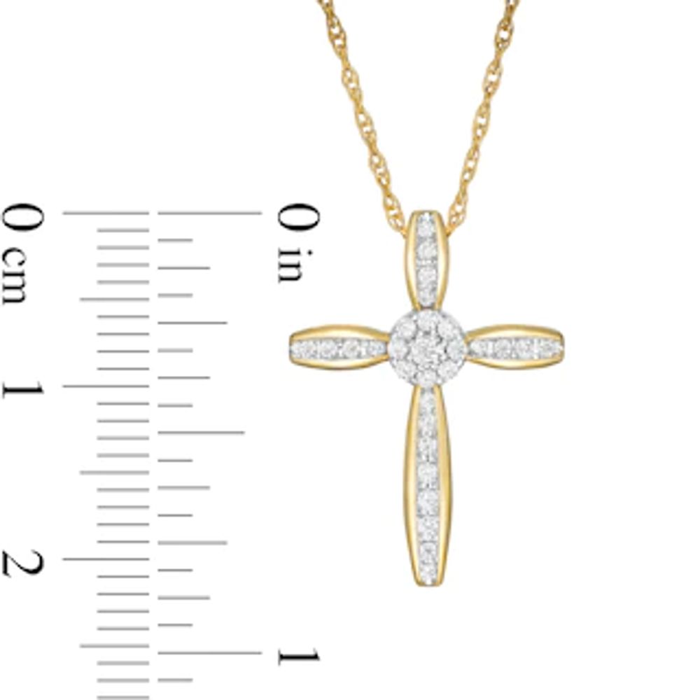 0.23 CT. T.W. Composite Diamond Cross Pendant in 10K Gold|Peoples Jewellers