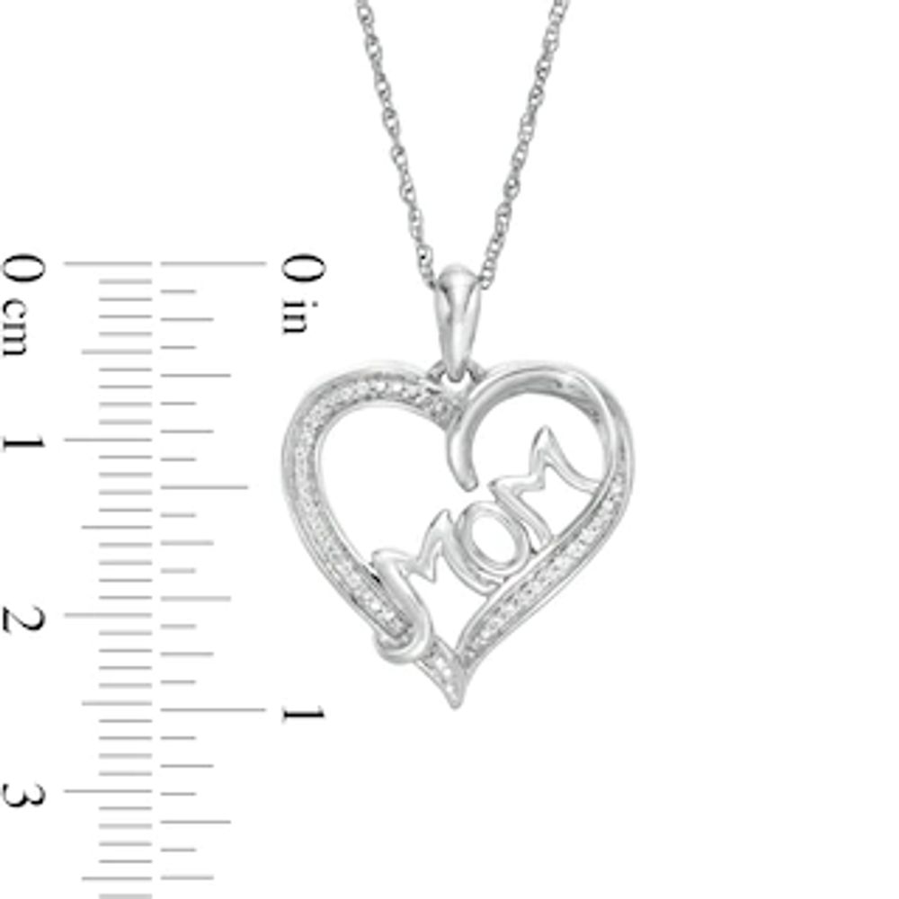 0.07 CT. T.W. Diamond "MOM" Heart Pendant in Sterling Silver|Peoples Jewellers