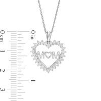 0.07 CT. T.W. Diamond "MOM" Shadow Heart Pendant in Sterling Silver|Peoples Jewellers