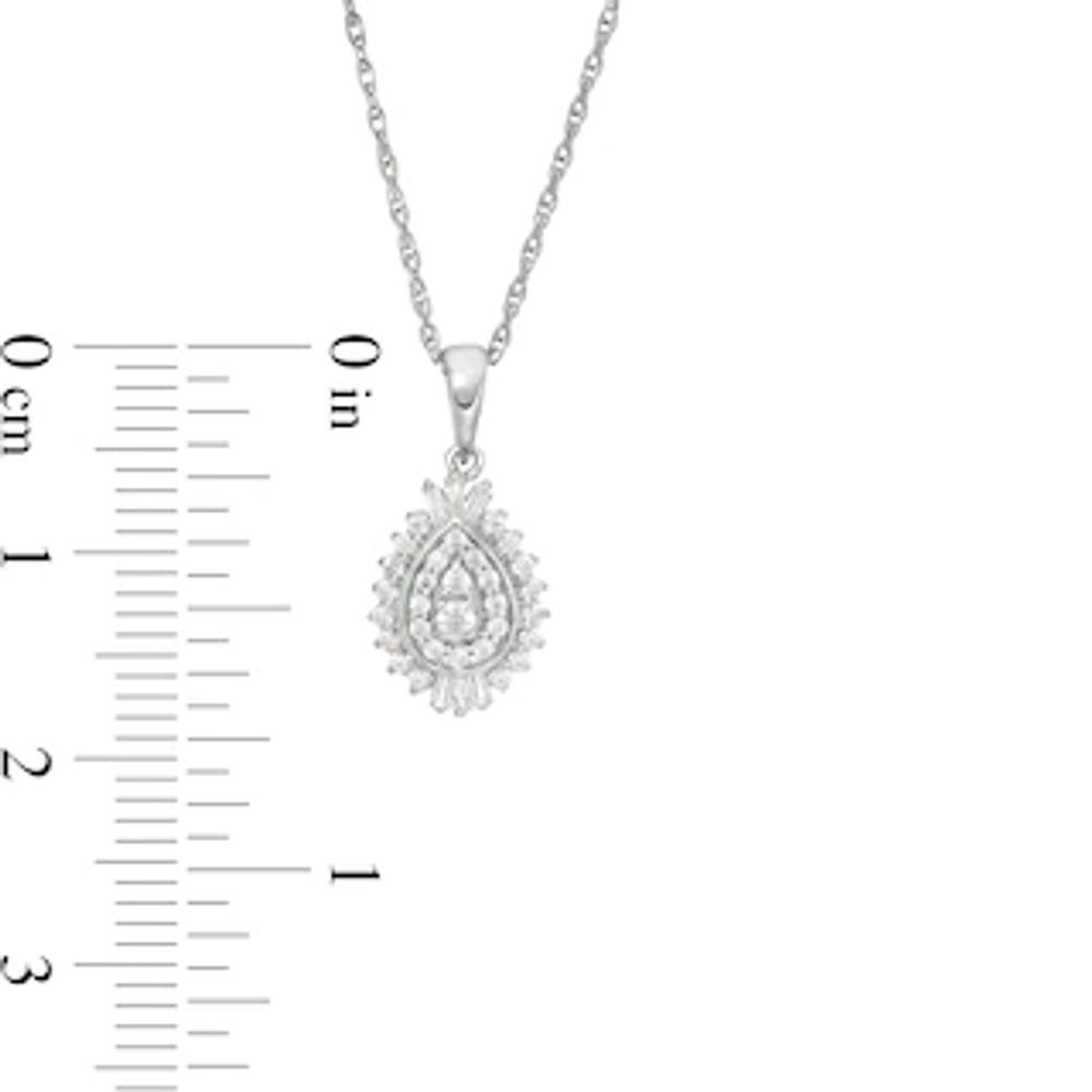 0.23 CT. T.W. Composite Pear Diamond Shadow Frame Pendant in Sterling Silver|Peoples Jewellers