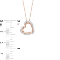 0.12 CT. T.W. Diamond Edge Tilted Heart Pendant in 10K Rose Gold|Peoples Jewellers