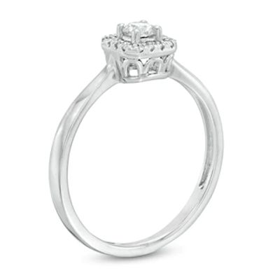 0.18 CT. T.W. Diamond Cushion Frame Promise Ring in 10K White Gold|Peoples Jewellers