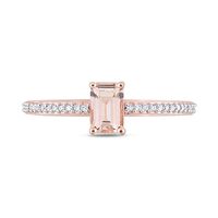 Emerald-Cut Morganite and 0.09 CT. T.W. Diamond Ring in 10K Rose Gold|Peoples Jewellers