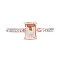 Emerald-Cut Morganite and 0.11 CT. T.W. Diamond Ring in 10K Rose Gold|Peoples Jewellers