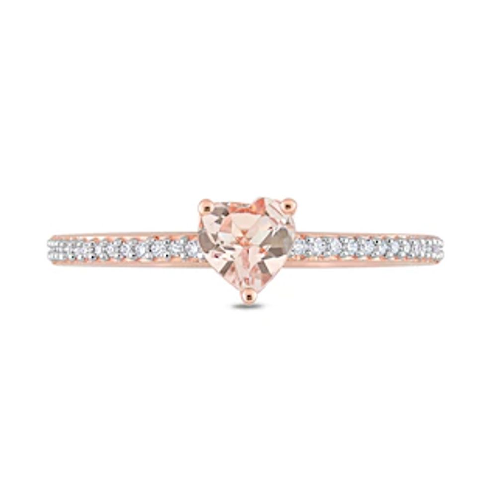 5.0mm Heart-Shaped Morganite and 0.08 CT. T.W. Diamond Ring in 10K Rose Gold|Peoples Jewellers
