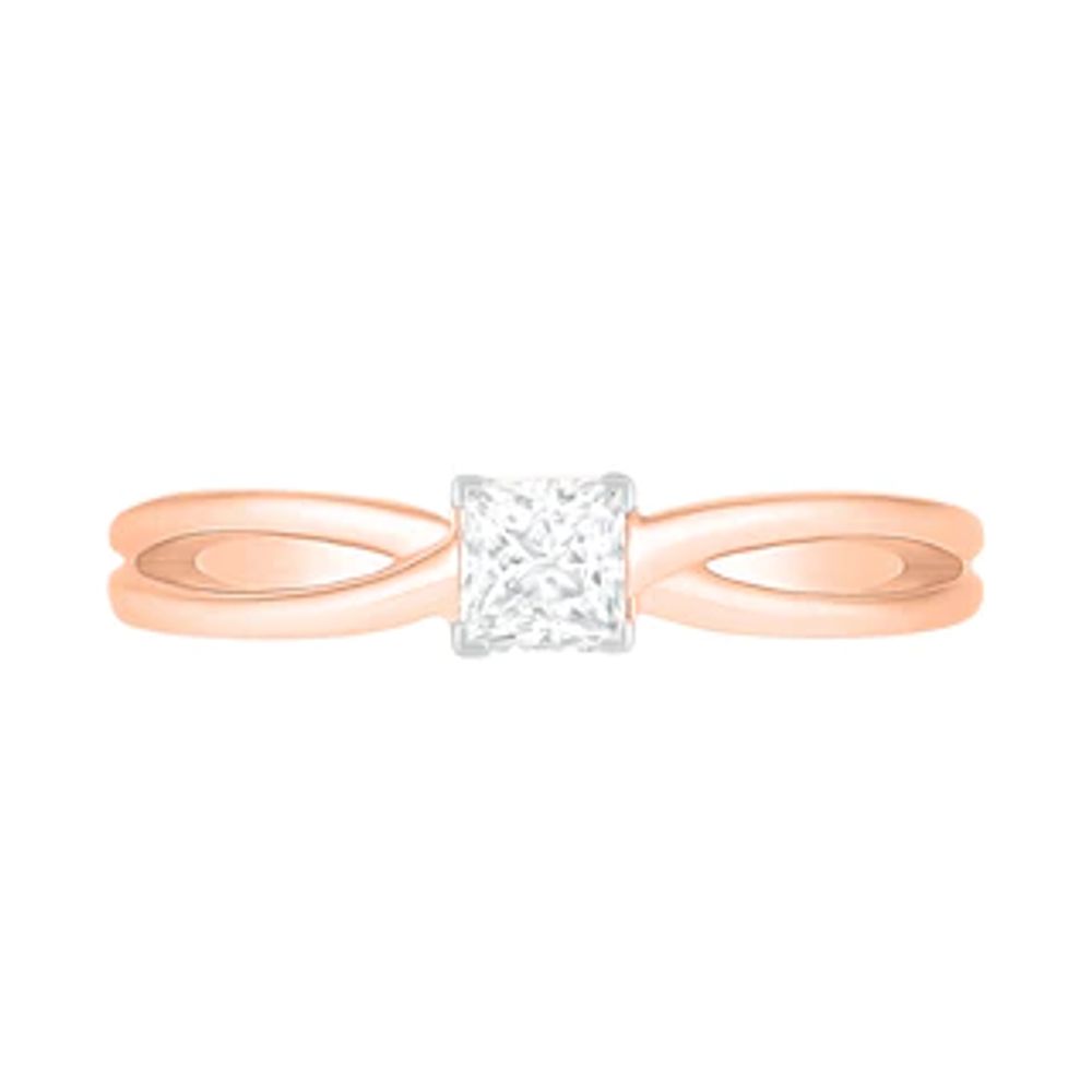 0.39 CT. T.W. Princess-Cut Diamond Solitaire Split Shank Engagement Ring in 10K Rose Gold (J/I3)|Peoples Jewellers