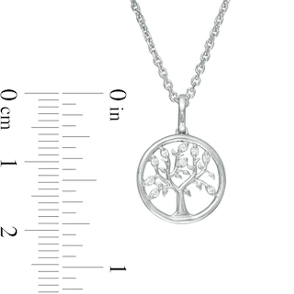 Hallmark Diamonds Family 0.13 CT. T.W. Diamond Tree of Life Pendant and Stud Earrings Set in Sterling Silver|Peoples Jewellers