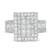1.45 CT. T.W. Princess-Cut Diamond Frame Multi-Row Engagement Ring in 10K White Gold|Peoples Jewellers
