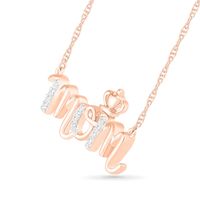 0.065 CT. T.W. Diamond "mom" Crown Necklace in 10K Rose Gold - 17.25"|Peoples Jewellers