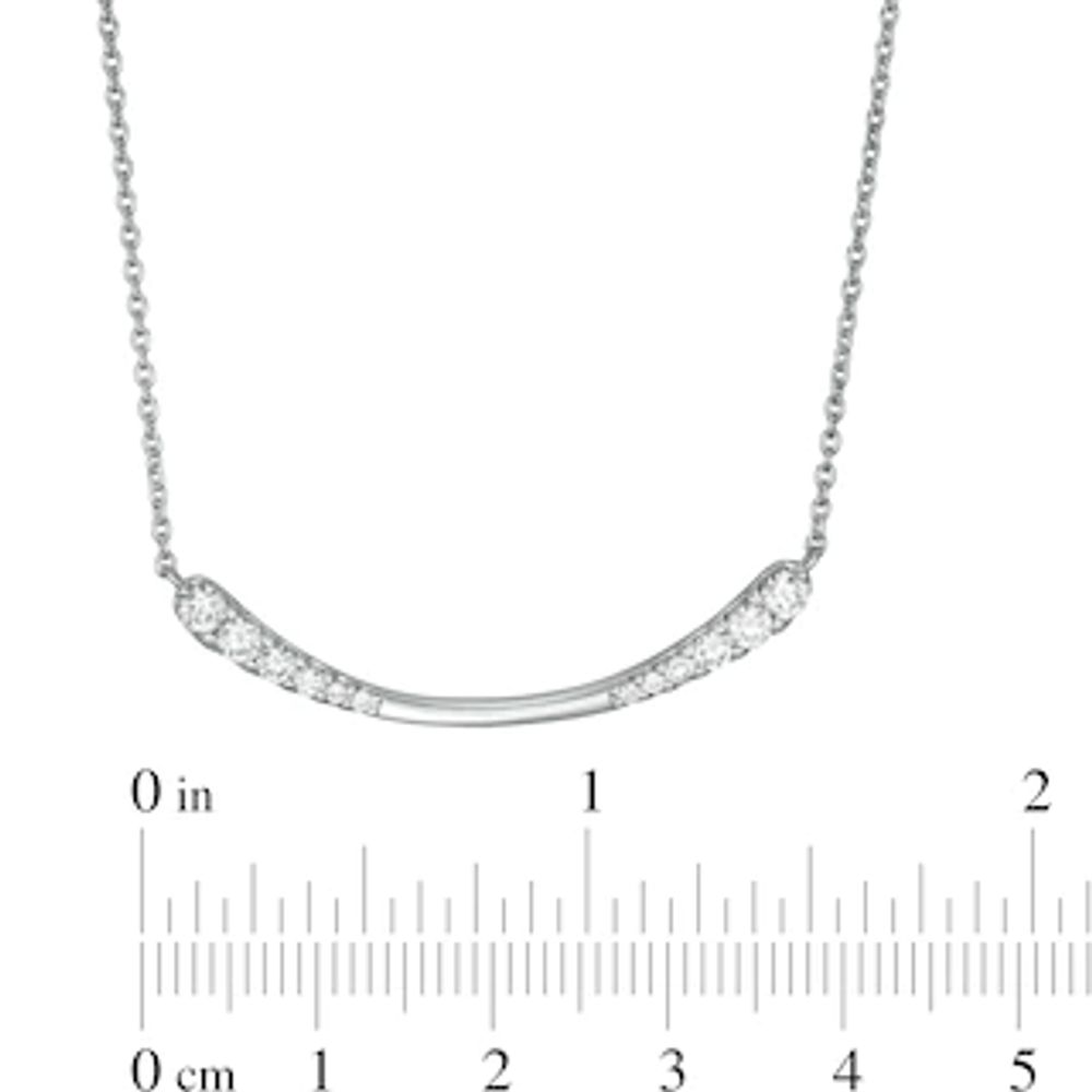 0.45 CT. T.W. Journey Diamond Curved Bar Necklace in 10K White Gold|Peoples Jewellers