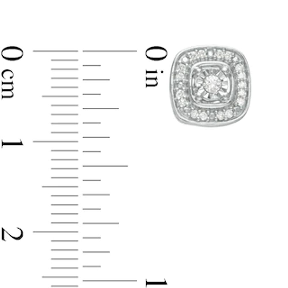 0.16 CT. T.W. Diamond Cushion Frame Stud Earrings in Sterling Silver|Peoples Jewellers