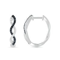 0.23 CT. T.W. Enhanced Black and White Diamond Twist Hoop Earrings in Sterling Silver|Peoples Jewellers