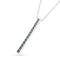 Black Sapphire Graduated Vertical Bar Pendant in Sterling Silver|Peoples Jewellers