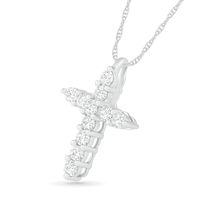 White Lab-Created Sapphire Cross Pendant in Sterling Silver|Peoples Jewellers