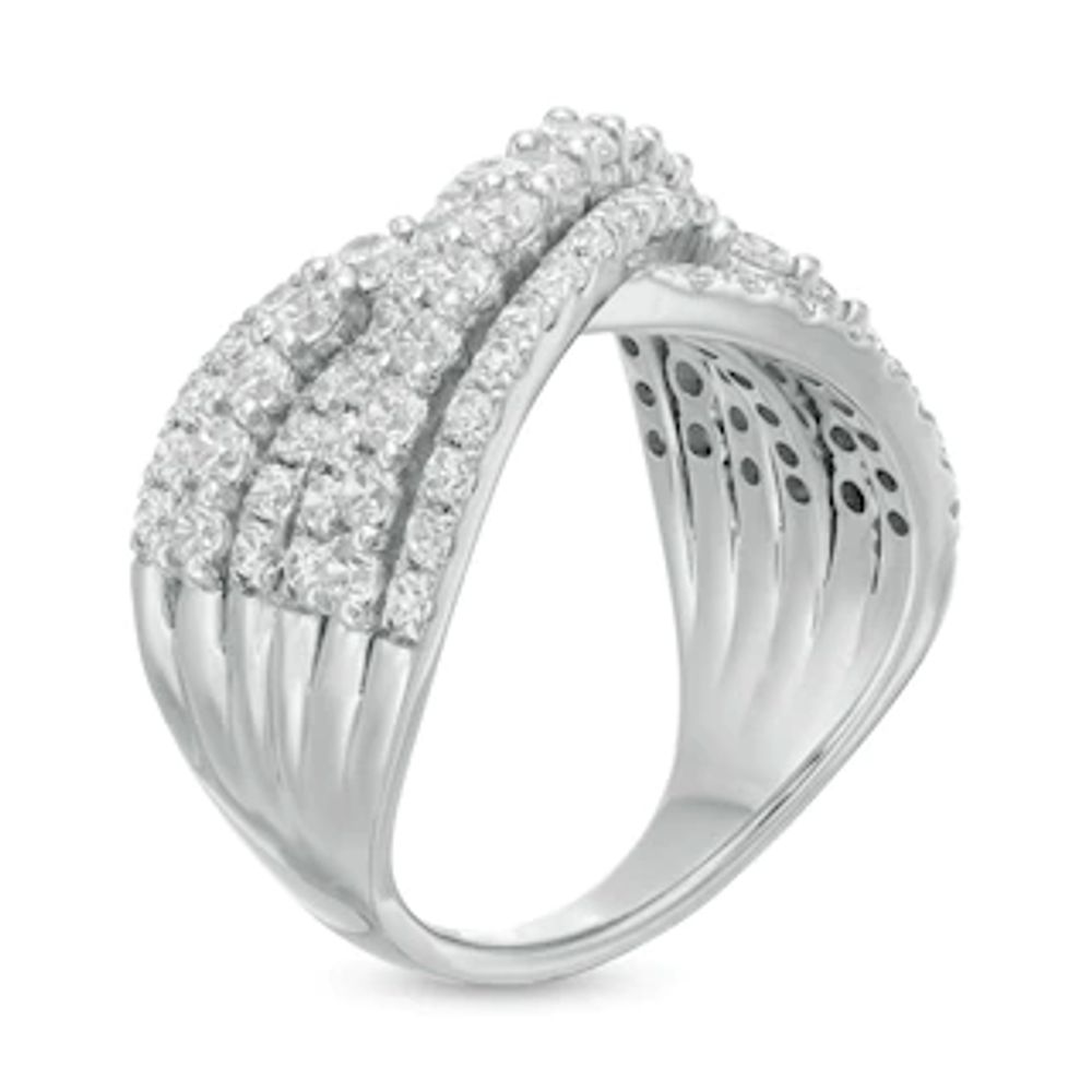 2.00 CT. T.W. Certified Lab-Created Diamond Multi-Row Bypass Ring in 14K White Gold (F/SI2)|Peoples Jewellers