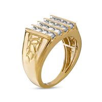 Men's 1.50 CT. T.W. Diamond Vertical Four Row Nugget Shank Ring in 10K Gold|Peoples Jewellers