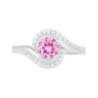 6.0mm Lab-Created Pink and White Sapphire Bypass Frame Vintage-Style Ring in Sterling Silver|Peoples Jewellers