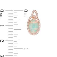 EFFY™ Collection Oval Opal and 0.30 CT. T.W. Diamond Frame Interlocking Drop Earrings in 14K Rose Gold|Peoples Jewellers
