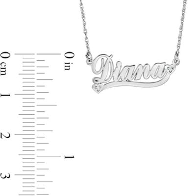 Diamond Accent Cursive Name with Hearts and Ribbon Necklace (1 Line)|Peoples Jewellers