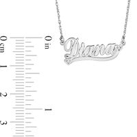 Diamond Accent Cursive Name with Hearts and Ribbon Necklace (1 Line)|Peoples Jewellers