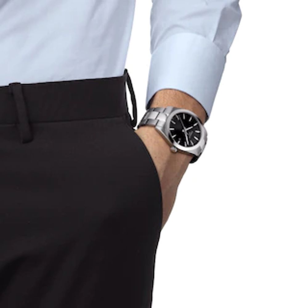 Men's Tissot Gentleman Watch with Black Dial (Model: T127.410.11.051.00)|Peoples Jewellers