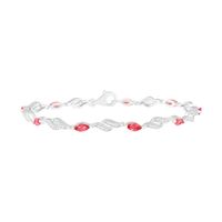 Marquise Lab-Created Ruby White Sapphire Flame Link Alternating Line Bracelet in Sterling Silver - 7.25"|Peoples Jewellers