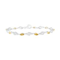 Marquise Citrine and Lab-Created White Sapphire Flame Link Alternating Line Bracelet in Sterling Silver - 7.25"|Peoples Jewellers