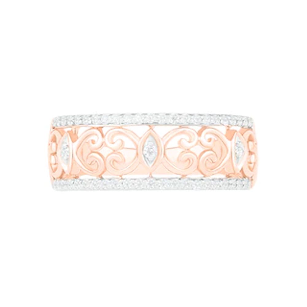 0.23 CT. T.W. Diamond Open Scrollwork Ring in 10K Rose Gold|Peoples Jewellers