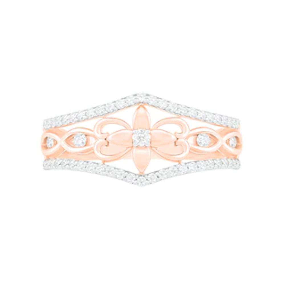 0.29 CT. T.W. Diamond Ornate Flower Ring in 10K Rose Gold|Peoples Jewellers