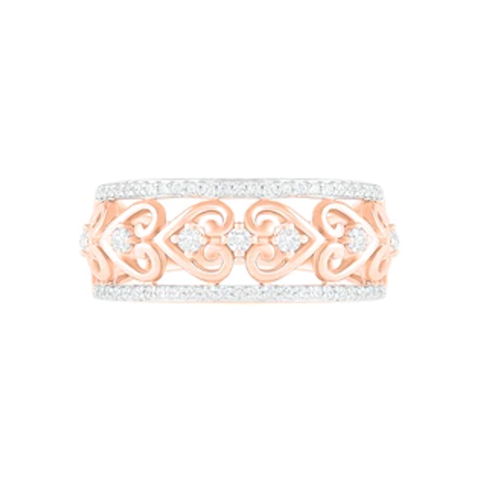 0.23 CT. T.W. Diamond Ornate Heart Ring in 10K Rose Gold|Peoples Jewellers