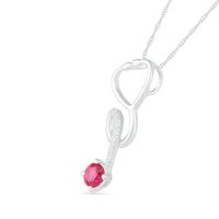 3.0mm Lab-Created Ruby and White Sapphire Tilted Loop Stethoscope Pendant in Sterling Silver|Peoples Jewellers