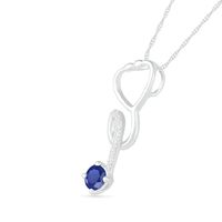 3.0mm Lab-Created and White Sapphire Tilted Loop Stethoscope Pendant in Sterling Silver|Peoples Jewellers
