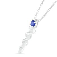 4.0mm Lab-Created Blue and White Sapphire Caduceus Pendant in Sterling Silver|Peoples Jewellers