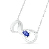 Pear-Shaped Lab-Created Sapphire and 0.04 CT. T.W. Diamond Winged Infinity Necklace in Sterling Silver|Peoples Jewellers