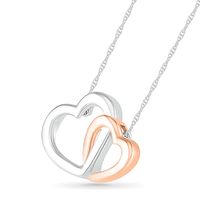 Interlocking Double Hearts Necklace in 10K Two-Tone Gold|Peoples Jewellers