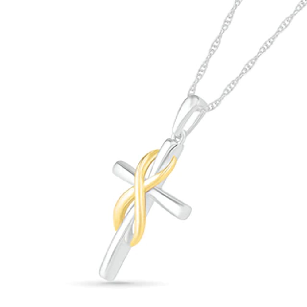 Infinity Wrap Cross Pendant in 10K Two-Tone Gold|Peoples Jewellers