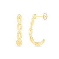 Rope-Textured Loose Braid J-Hoop Earrings in 10K Gold|Peoples Jewellers