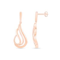 Textured Open Flame Drop Earrings in 10K Rose Gold|Peoples Jewellers