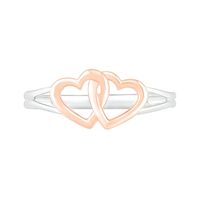 Interlocking Double Hearts Split Shank Ring in 10K Two-Tone Gold|Peoples Jewellers