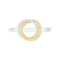 Polished and Rope-Textured Interlocking Circles Ring in 10K Two-Tone Gold|Peoples Jewellers
