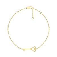 Sideways Heart-Top Key Bracelet in 10K Gold - 7.5"|Peoples Jewellers