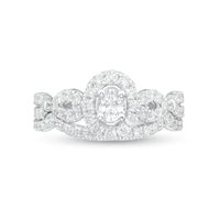 1.00 CT. T.W. Oval Diamond Frame Bridal Set in 14K White Gold|Peoples Jewellers